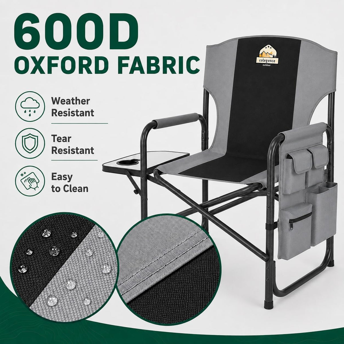 Colegence Oversized Camping Chair, 600-lb Capacity, Heavy-Duty Steel Frame