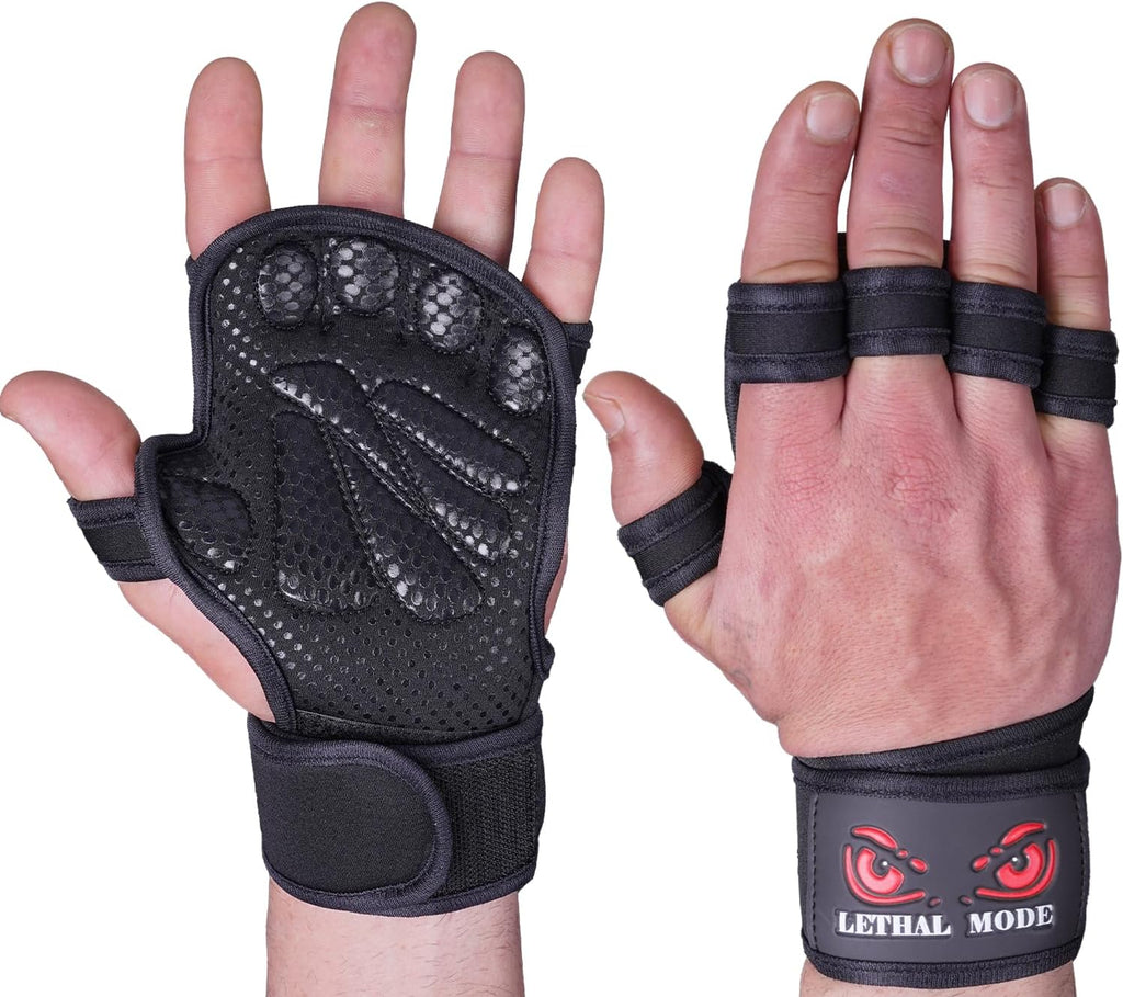 Workout Gloves for Men & Women – Fingerless Weight Lifting Gloves with Wrist Support for Gym, Crossfit, and Exercise – Durable Grip for Weightlifting
