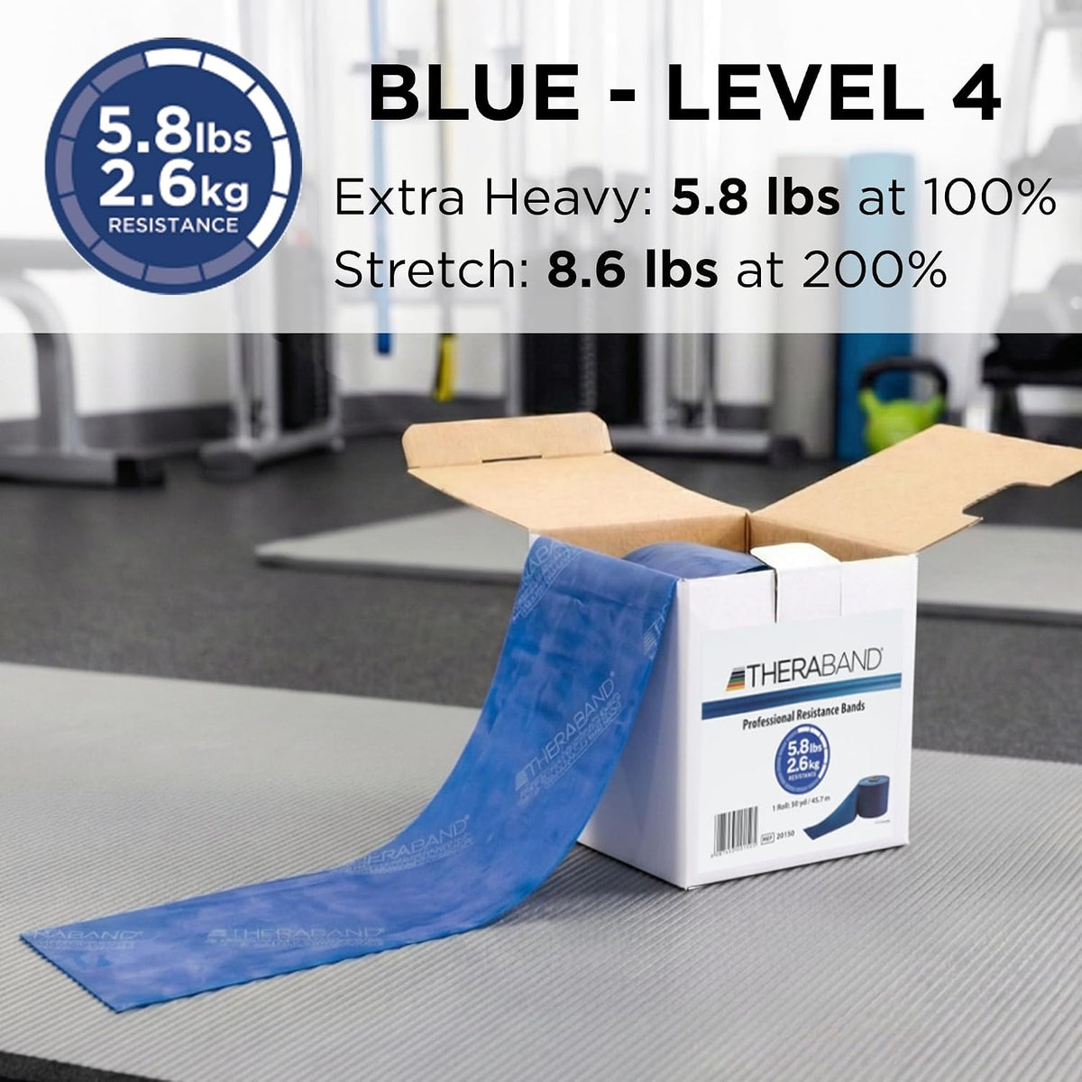 THERABAND Resistance Band, 50-Yard Roll, Latex Elastic Band for Exercise, Stretching, Physical Therapy, Yoga, Pilates, Home Workouts, Cut-to-Length, Color-Coded Levels