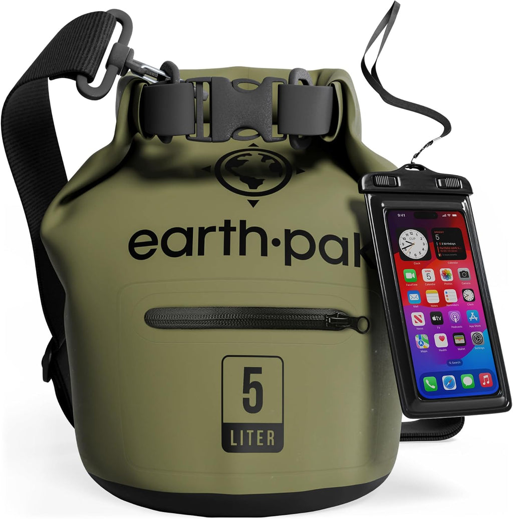 Earth Pak Waterproof Dry Bag with Zippered Pocket - Waterproof Dry Bag Backpack Keeps Gear Dry