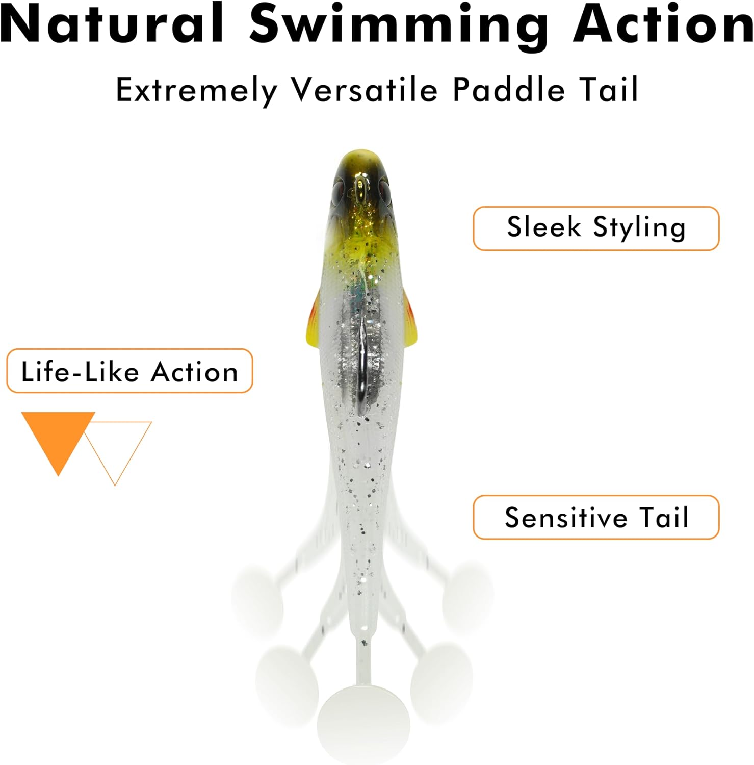 TRUSCEND Shadtale Easy Catch Soft Fishing Lures with BKK Hooks - Trembly Sinking and Vibrating Swim for More Bites, Pre-Rigged Swimbaits for Bass, Trout, Crappie, Walleye, Freshwater Saltwater Fishing