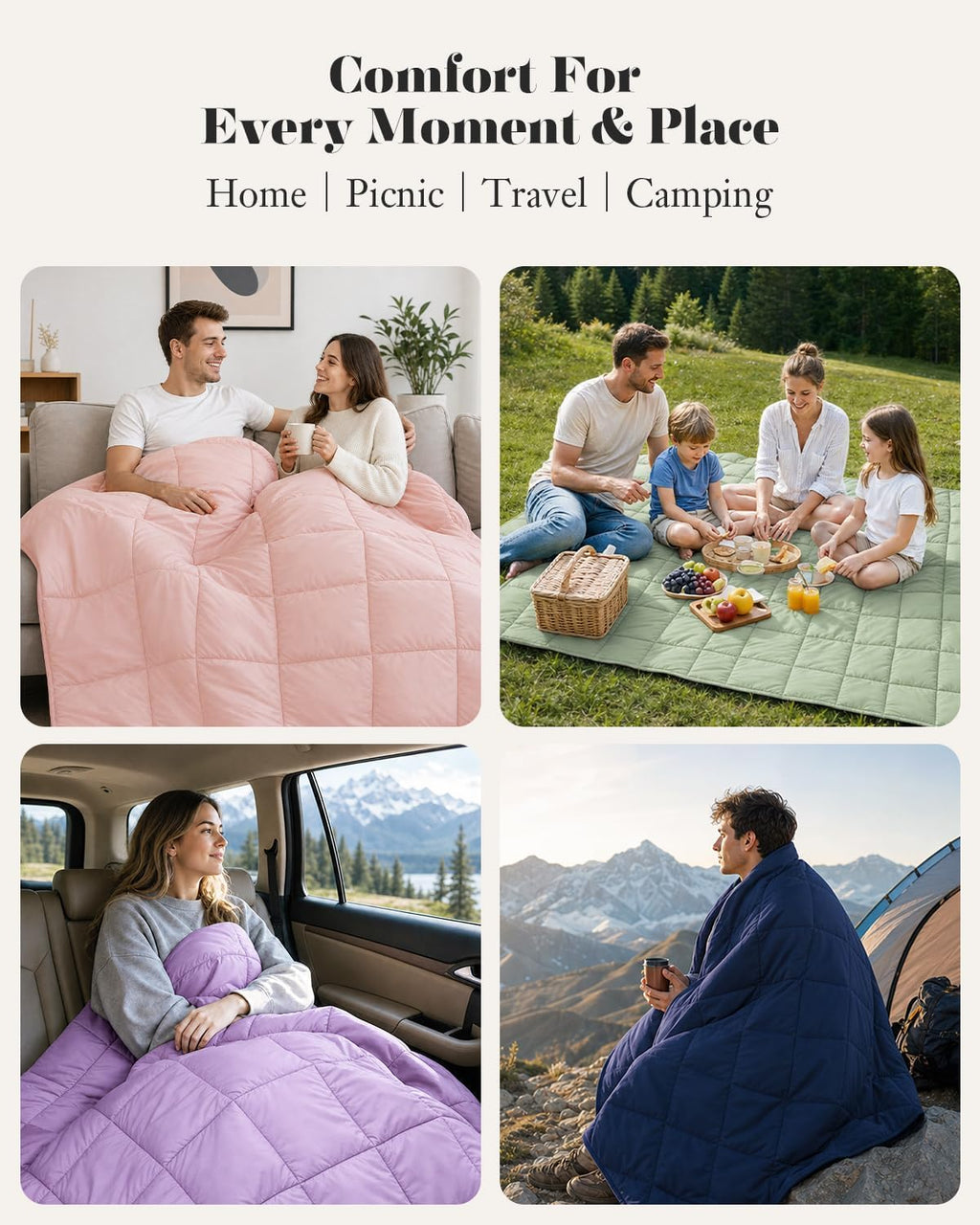 Deodar Down Fiber Throw Blanket Lightweight Packable Throw Indoor & Outdoor