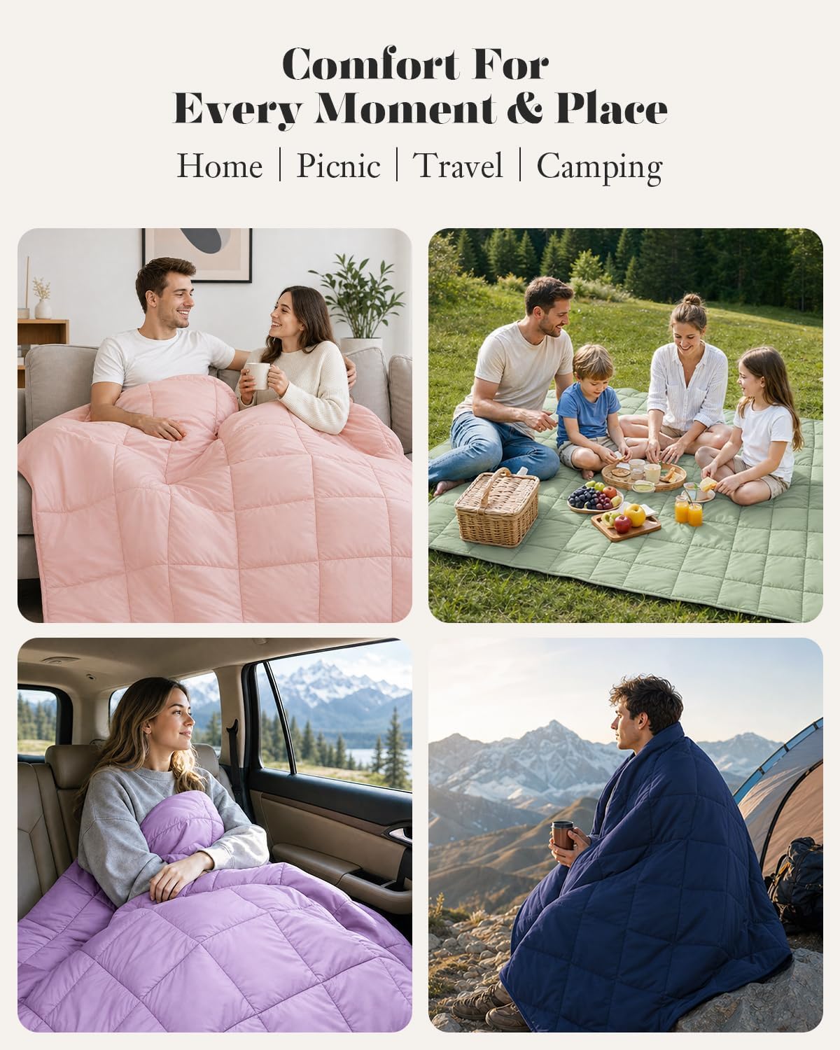 Deodar Down Fiber Throw Blanket Lightweight Packable Throw Indoor & Outdoor