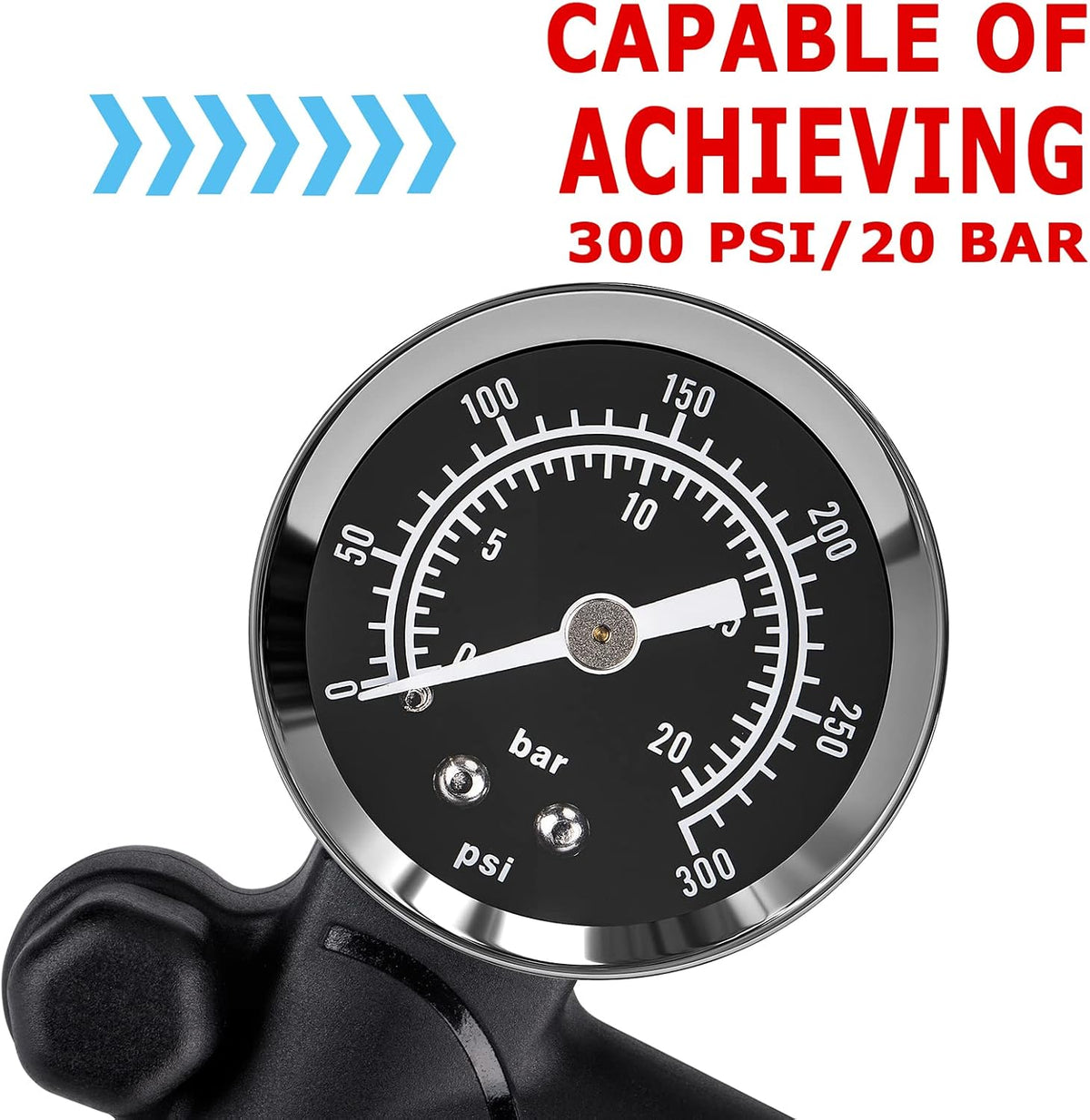 Shock Pump for Mountain, Road Bikes and Motorcycle - 300 Psi High Pressure for Front Fork and Rear Suspension Air Shocks Pump with Gauge -Portable Mini Pump with Air Bleed Button