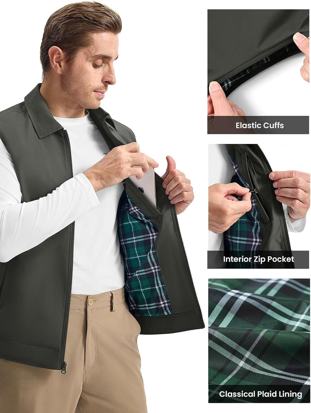 Rdruko Men's Golf Vest Lightweight Summer Casual Zip Windbreaker