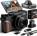5K 64MP Digital Camera for Photography & YouTube Vlogging - 18X Zoom UHD Autofocus Video Camera with 3" 180° Flip Screen, 64GB TF Card & 2 Batteries - Compact Travel