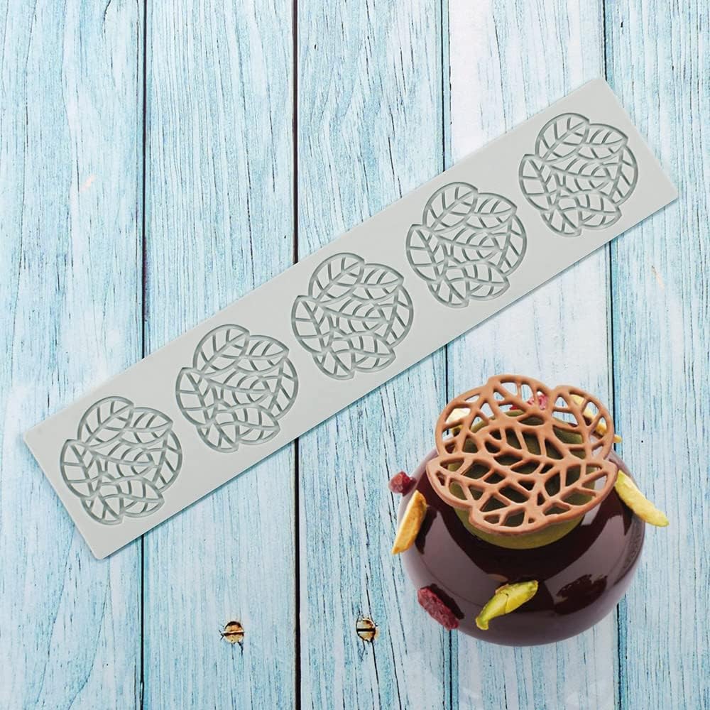 TUKE Hollow Leaf Silicone Molds Lover Heart Chocolate Molds Geometry 3D Silicone Mould Chocolate Candy Leaf Mold Sugar Craft Cake Decoration Cupcake Top (B_Leaf_11.12*2.4*0.12inch) BH0974