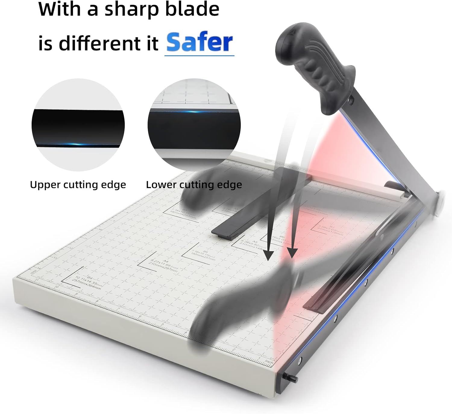 ZEQUAN B4 15" Heavy Duty Paper Cutter, Metal Base, Safety Lock, 10-Sheet