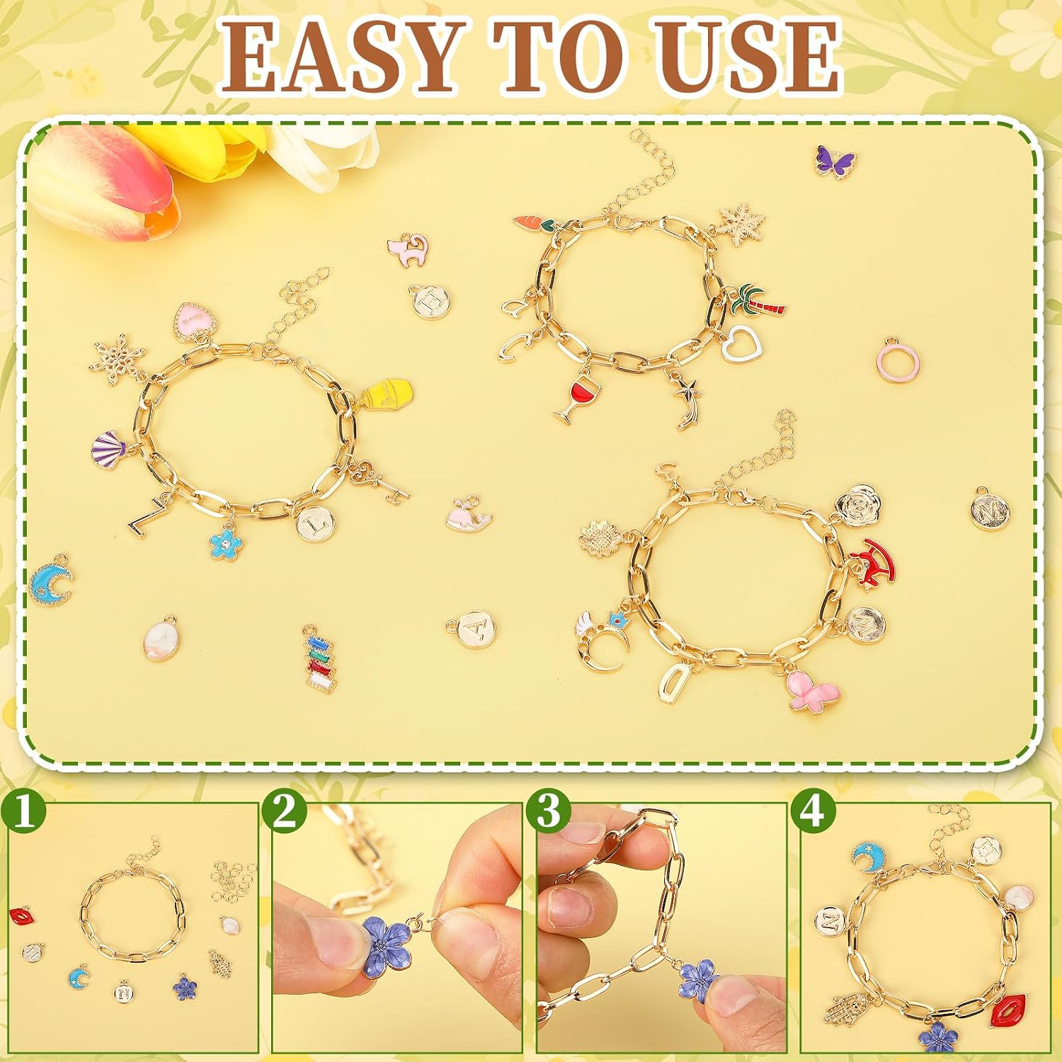 SANNIX 486Pcs Charm Bracelet Making Kit, Including 16 Bangles 228 Charms