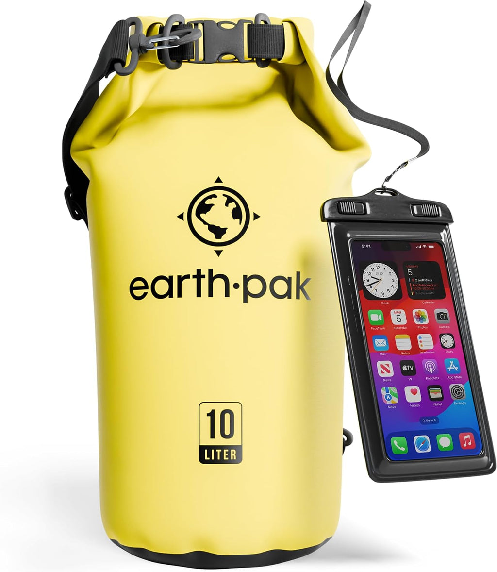 Earth Pak Waterproof Dry Bag - Roll Top Waterproof Backpack Sack Keeps Gear Dry for Kayak with Waterproof Phone Case