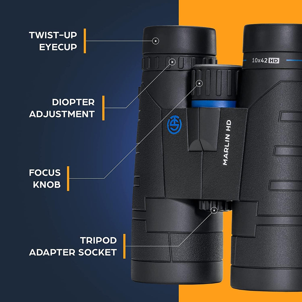 TSO Marlin HD 10x42 Bird Watching Binoculars for Adults, HD Glass, Multi-Coated Optics, Long Eye Relief, Waterproof, Fogproof & Fully Sealed Binoculars for Wildlife Viewing, Hunting, Hiking & Travel