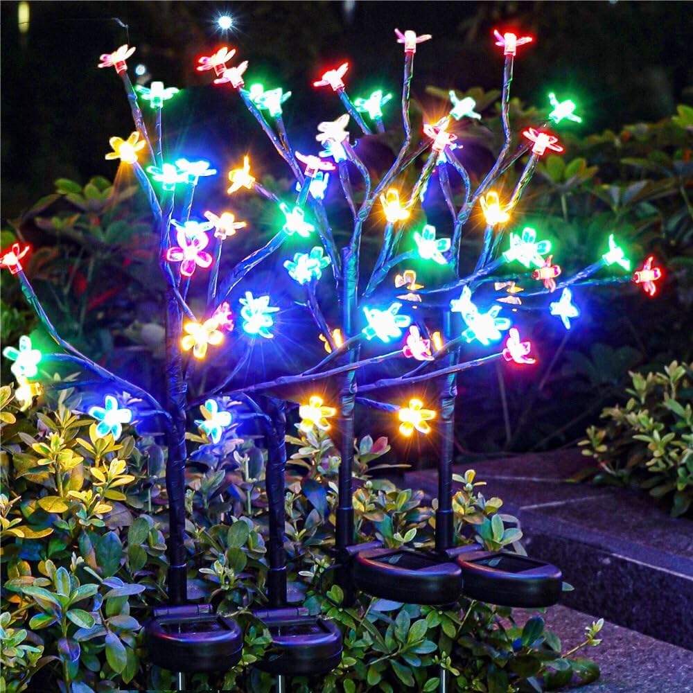 2 Pack Solar Lights Outdoor Waterproof, Garden Lights Solar Flowers