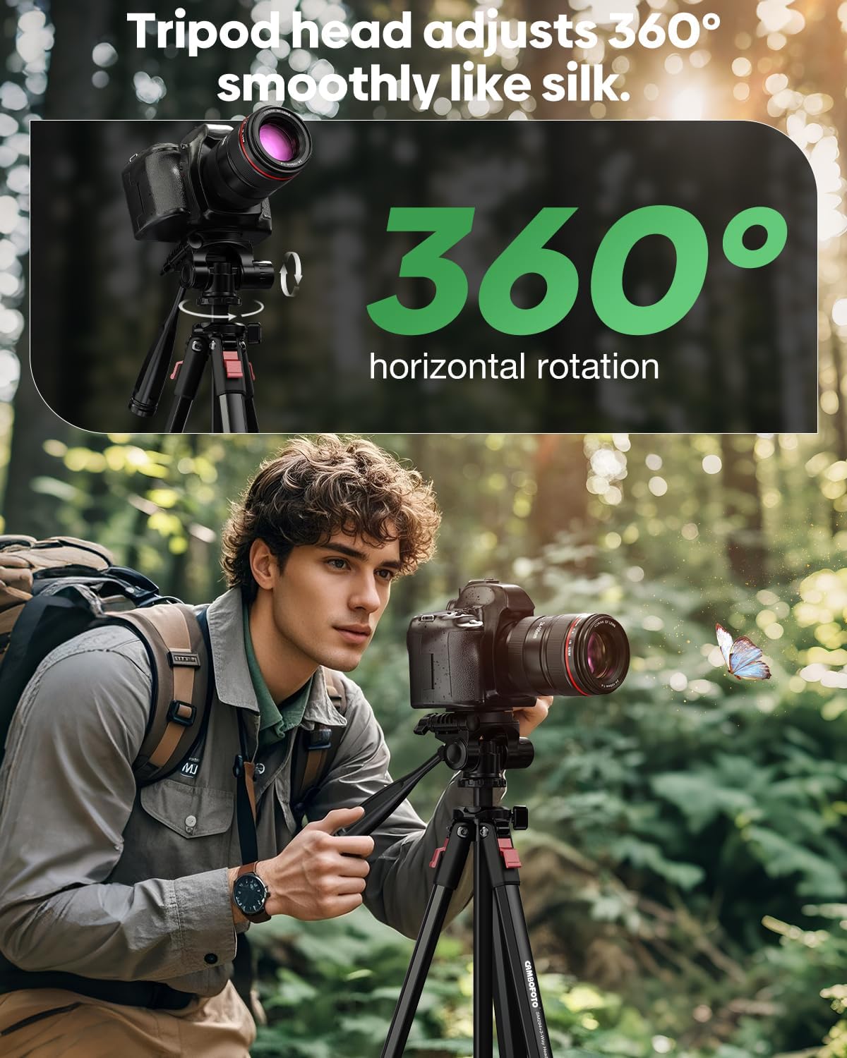 CAMBOFOTO 68 Inch Video Tripod with Pan Handle for Camera Phone Camcorder