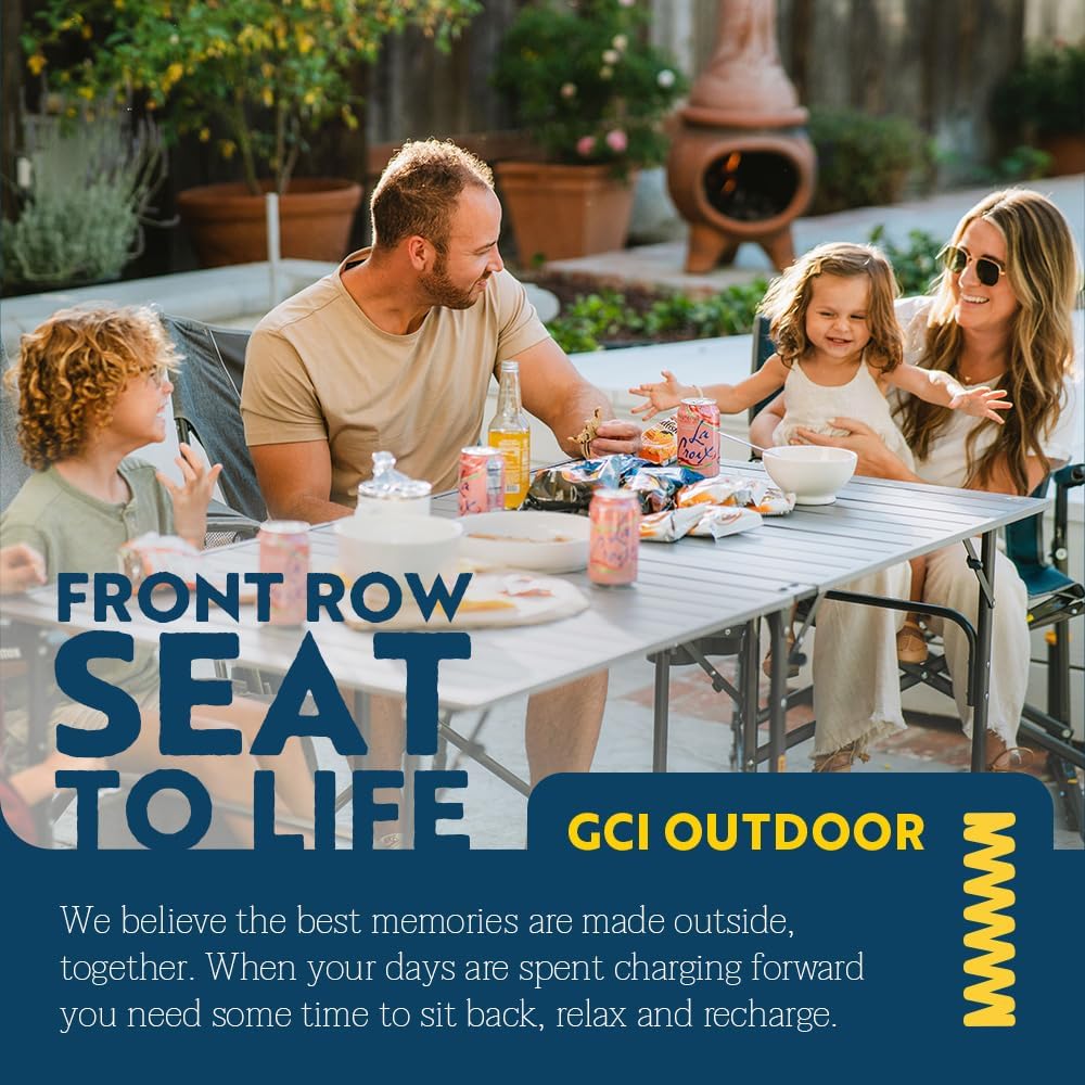 GCI OUTDOOR Slim-Fold Table XL | Portable Outdoor 4-6 Person Dining Table, Heat Resistant Aluminum Tabletop, Perfect for Barbecues, Camping, Picnics & Tailgating