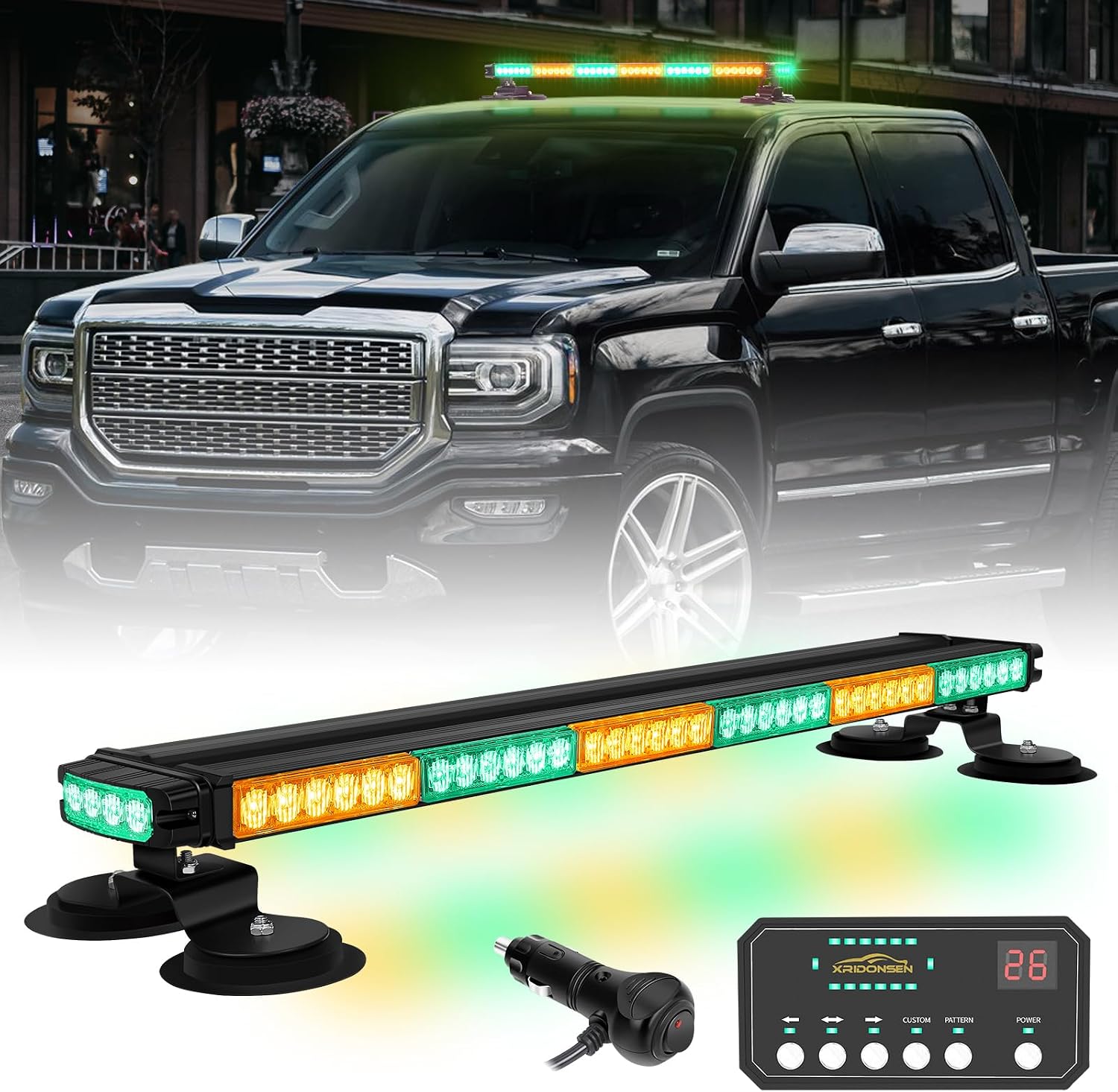 XRIDONSEN 28.4" 80 LED Roof Strobe Lights Top Magnetic Light Bar