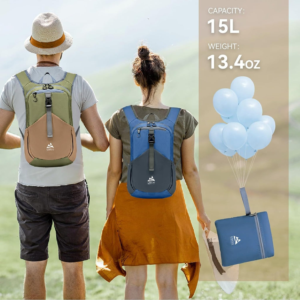 15L Small Hiking Backpack for Men Women Lightweight Packable Backpack Foldable Casual Daypack for Camping Travel Outdoor, Dark Blue
