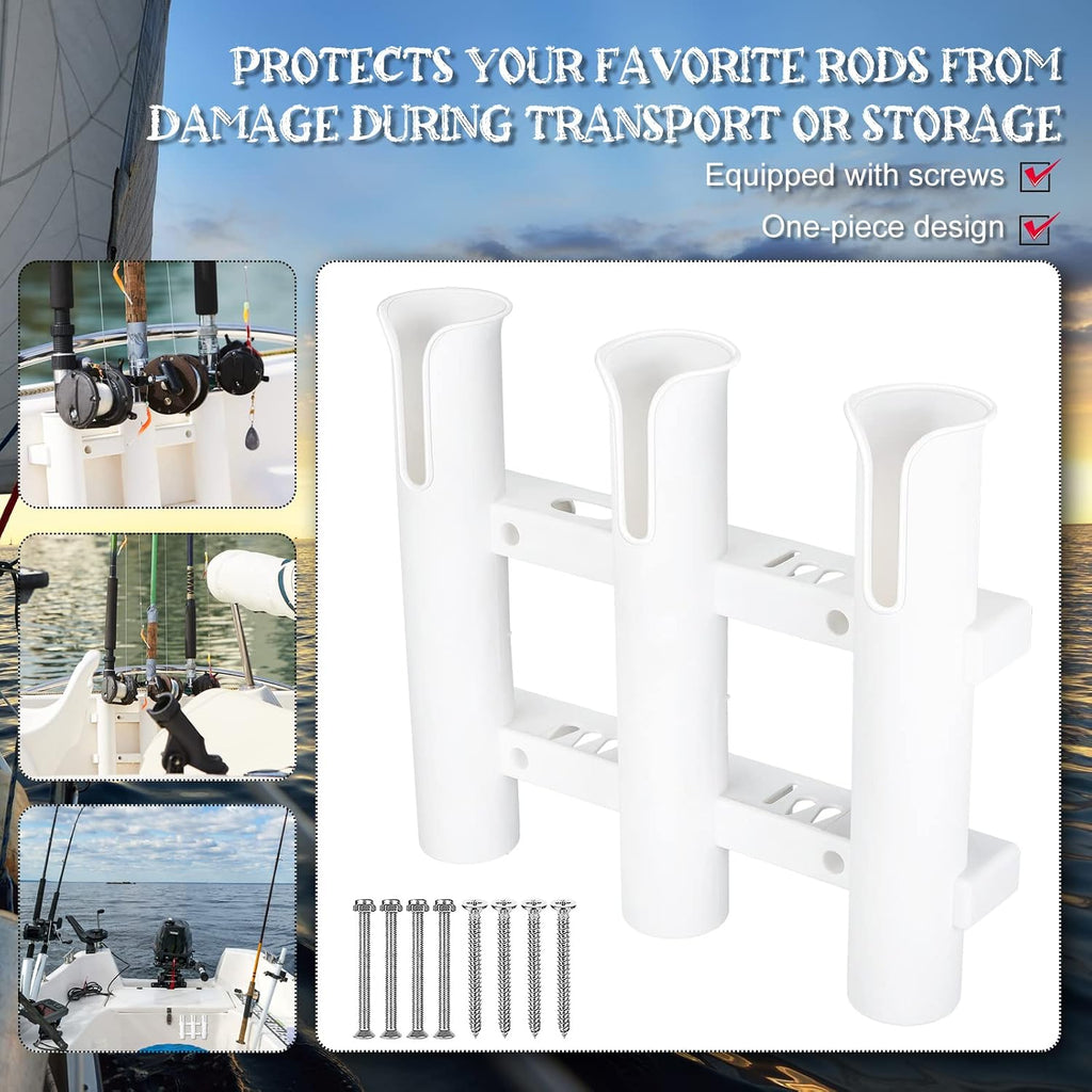 Shappy Fishing Rod Holders Wall Mounted Rack for Boat Garage, White