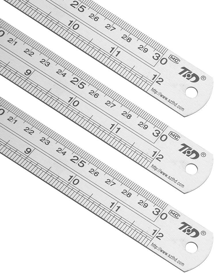 ZZTX Metal Ruler 12 Inches Stainless Steel 12 Pack