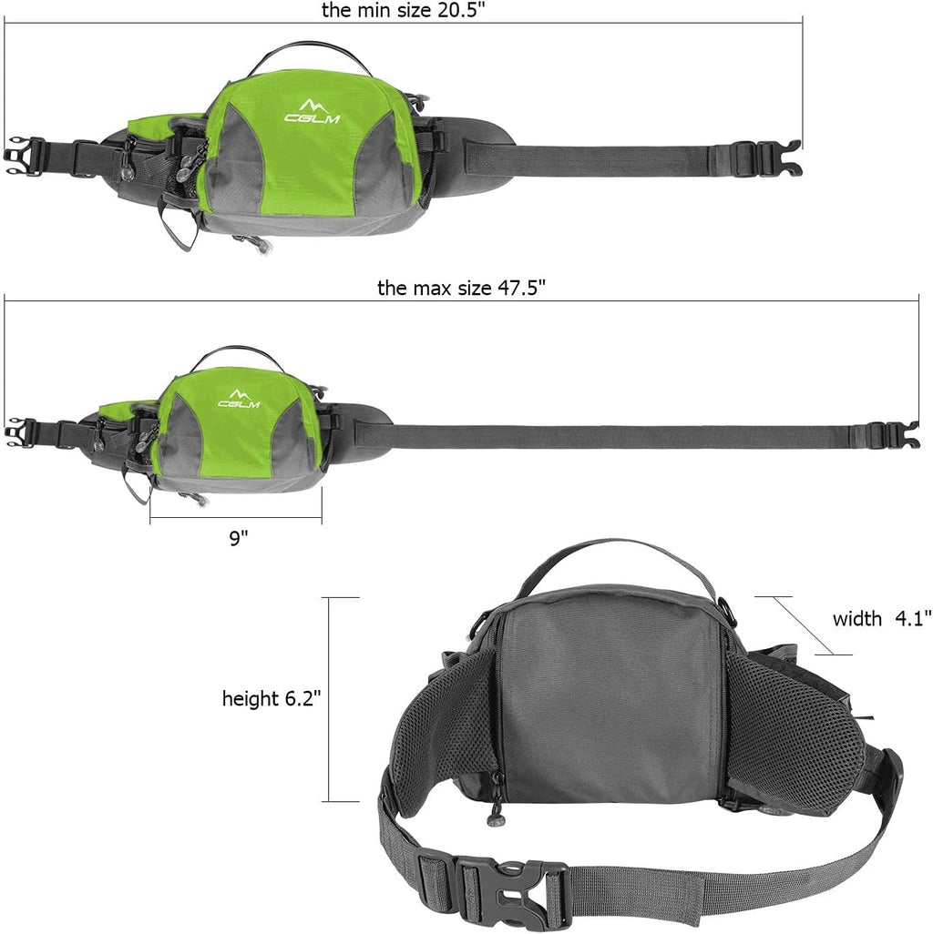 Hiking Fanny Pack Waist Bag with Water Bottle Holder for Men Women Outdoors Walking Running Lumbar Pack Fit iPhone iPod Samsung Phones (Green0005)