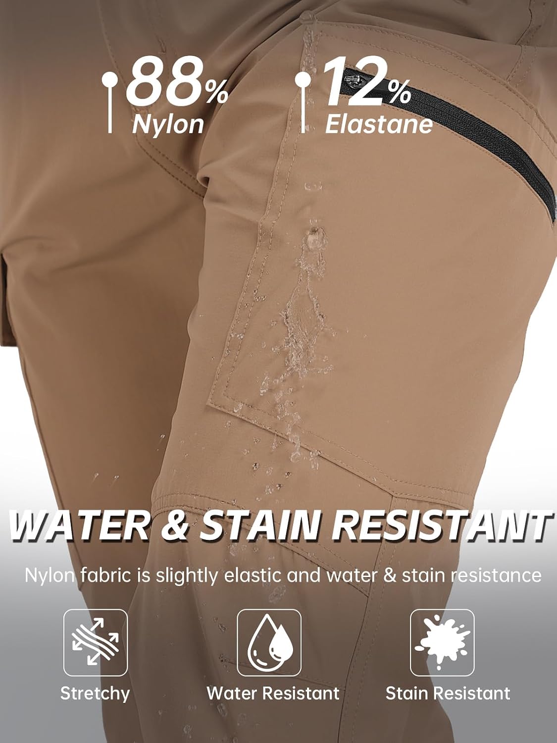 Men's Hiking Cargo Pants Water Resistant Quick Dry Lightweight Pants with 6 Pockets Tactical Work Pants