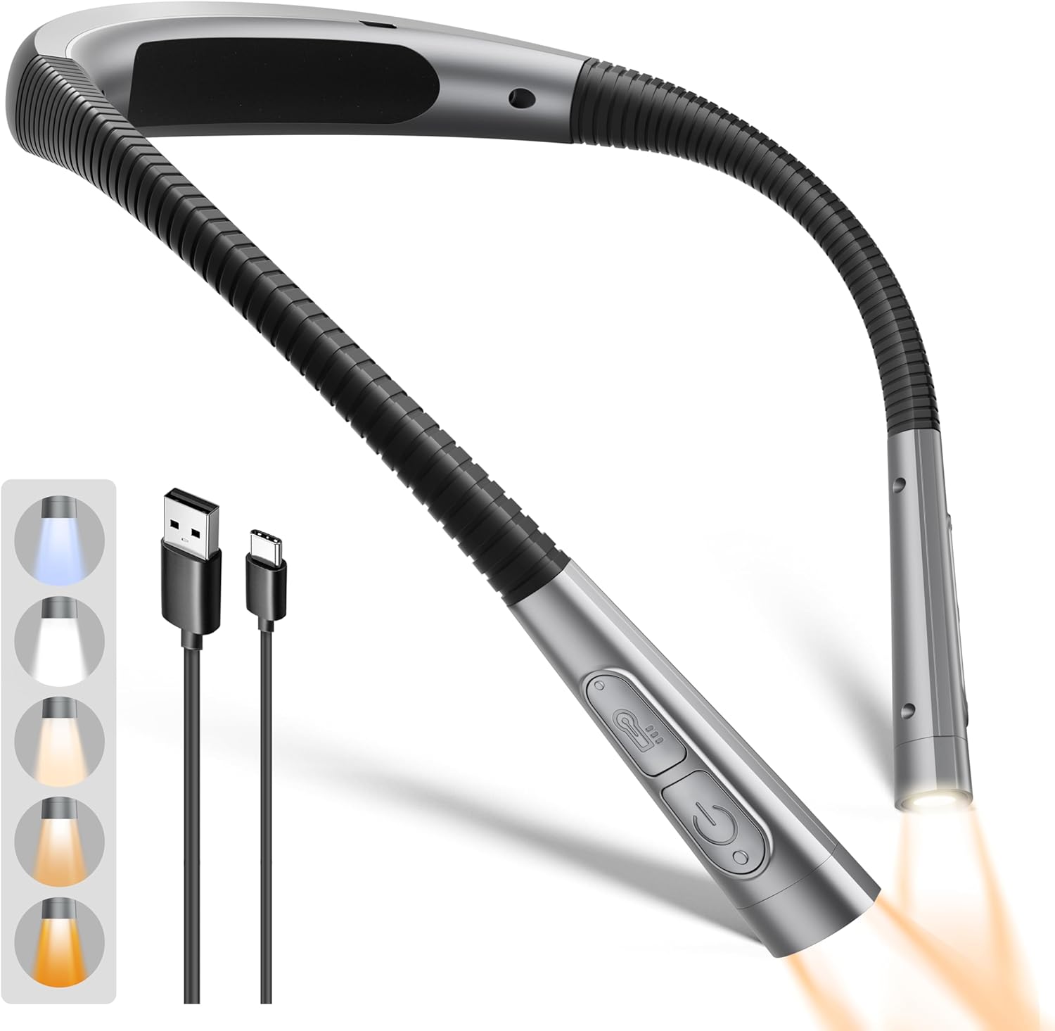 Glocusent Upgraded Neck Light,100Hrs Slimmer Reading Light for Books in Bed