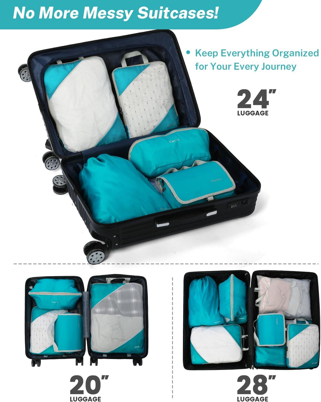 Gonex Compression Packing Cubes for Travel, Mesh Bags Luggage Organizers