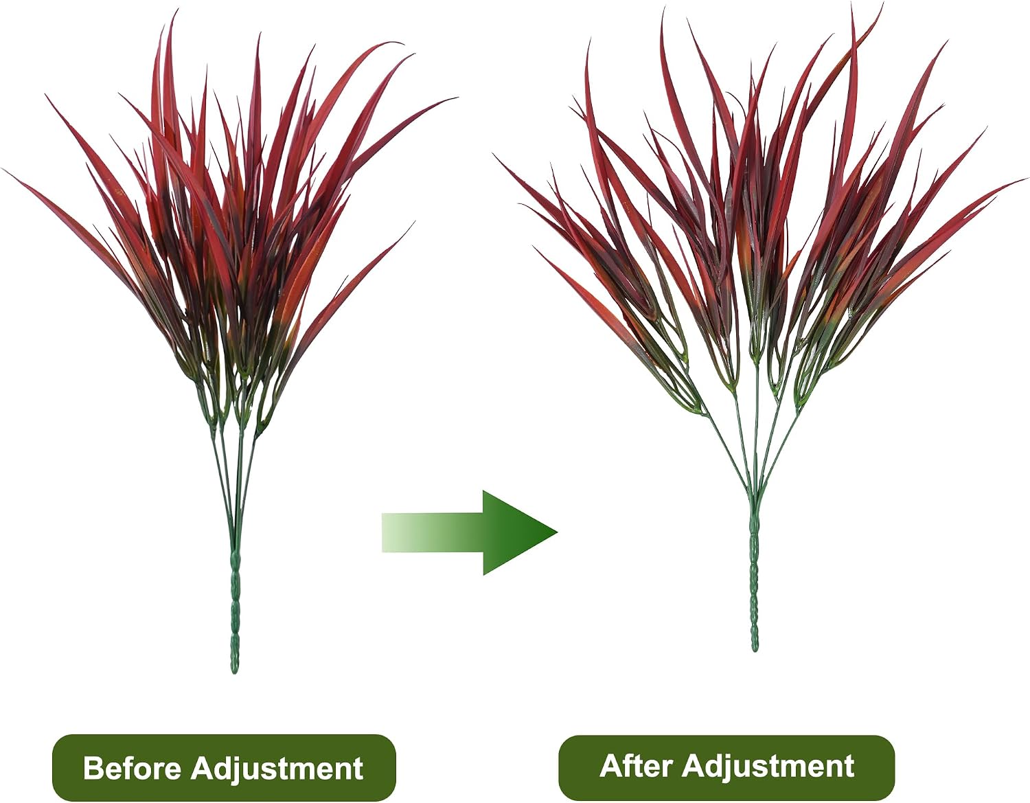 Fake Artificial Plants Outdoor Fall Faux Greenery Stems for Outside Decorations, 12Pcs Realistic Plastic Grass UV Resistant Artificial Bushes for Outdoors Planters Patio Porch Window Garden Home