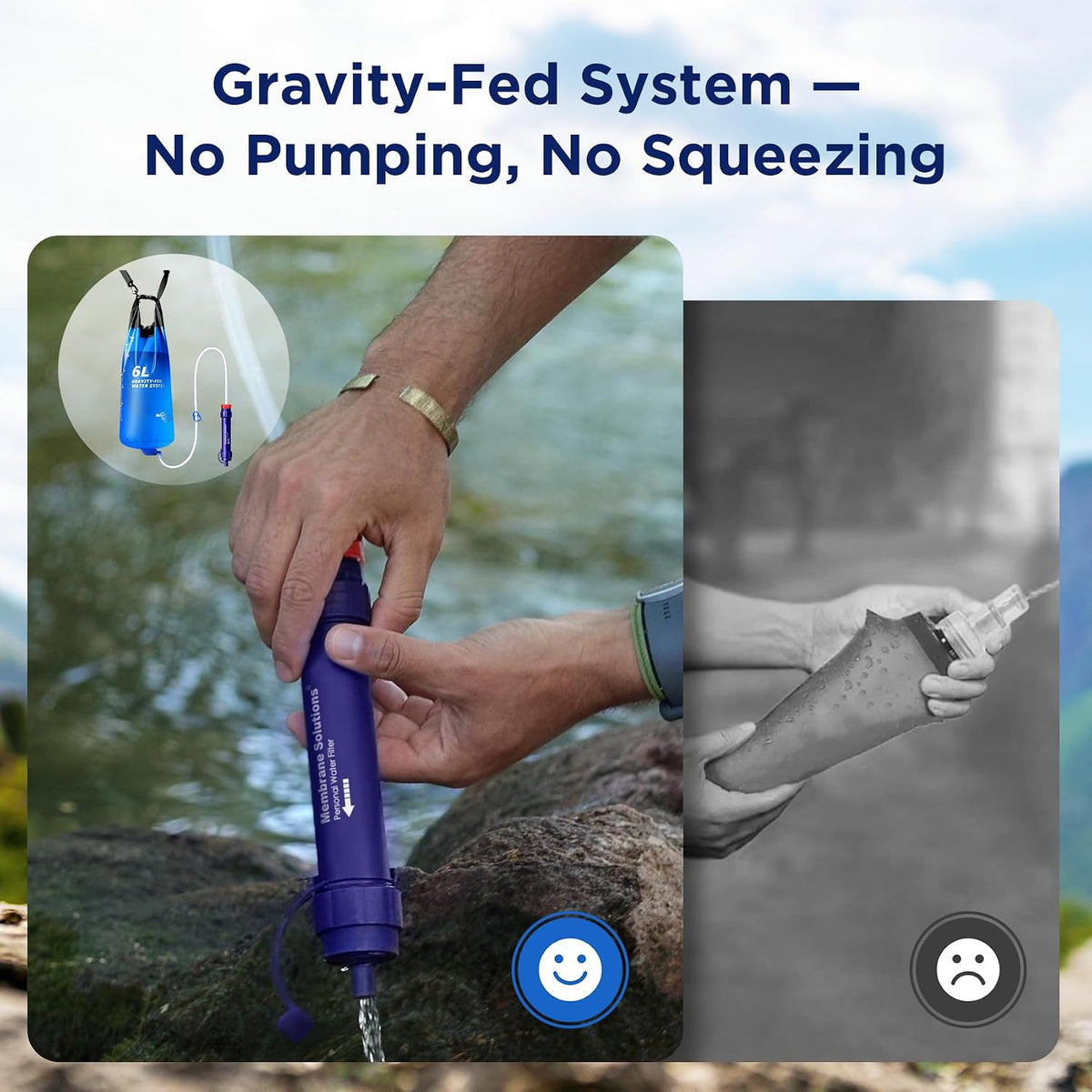 Membrane Solutions 6L Gravity Water Filter Pro for Group Camping