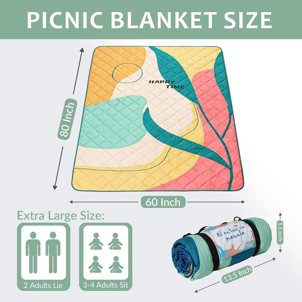 Exclusivo Mezcla Extra Large Waterproof Foldable Picnic Blanket