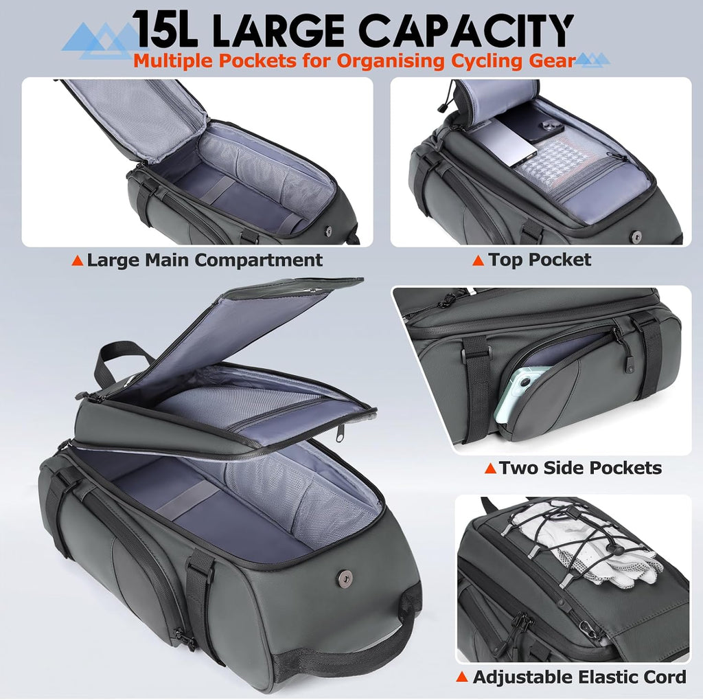 RAINSMORE Bike Bag for Bicycle Rear Rack 15L Waterproof Ebike Trunk Bag