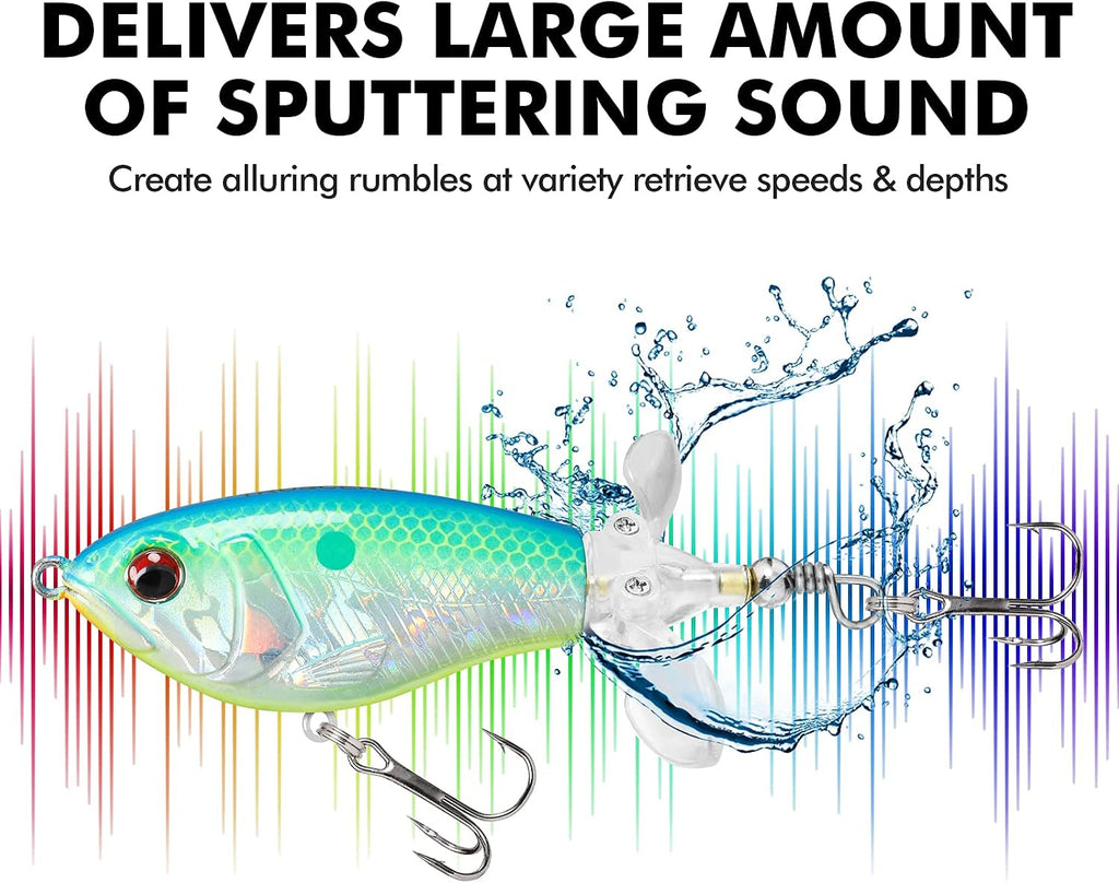 TRUSCEND Popobait Easy Catch Fishing Lures with BKK Hooks, Instant Startup, Longer Cast, Balanced Spray/Sound/Swim, Plopper Topwater Lures for Bass, Trout, Pike, Walleye, Freshwater Saltwater Fishing