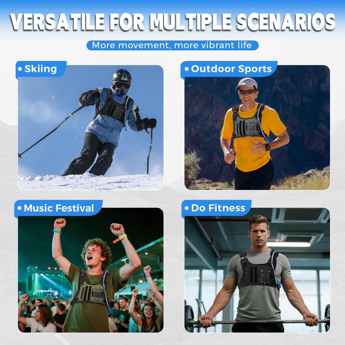 Outdoor Hydration Vest for Running & Hiking, Lightweight Breathable Water Backpack with 2.0L Bladder, Bounce-Free Chest Pack for Marathon, Cycling, Trekking for Men and Women