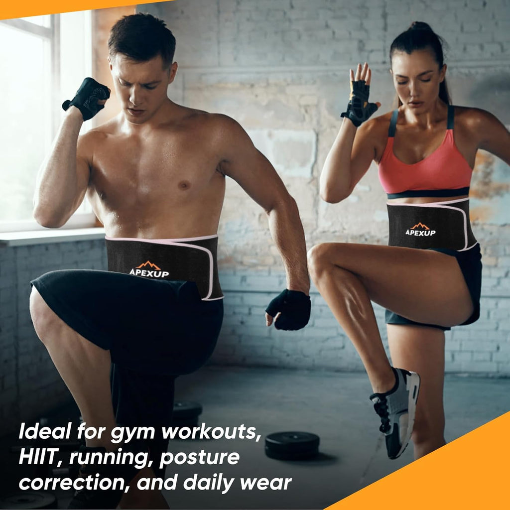 APEXUP Waist Trainer for Women Lower Belly Fat, Men Sweat Band, Stomach Wrap, Waist Trimmer with Removable Lumbar Support