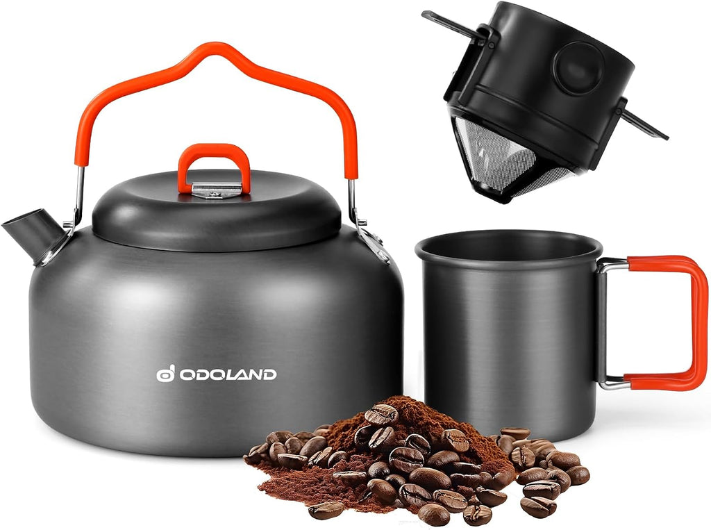Odoland 1.2L Camping Coffee Pot Camp Coffee Makers, Mug and Coffee Filter