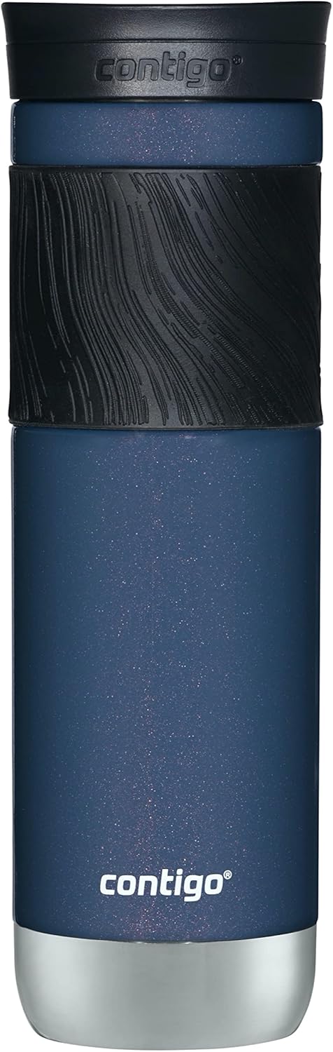 Contigo Byron 2.0 Snapseal Insulated Stainless Steel Travel Mug with Grip 2-pack, 16oz, Blueberry Satin & Gold Morel