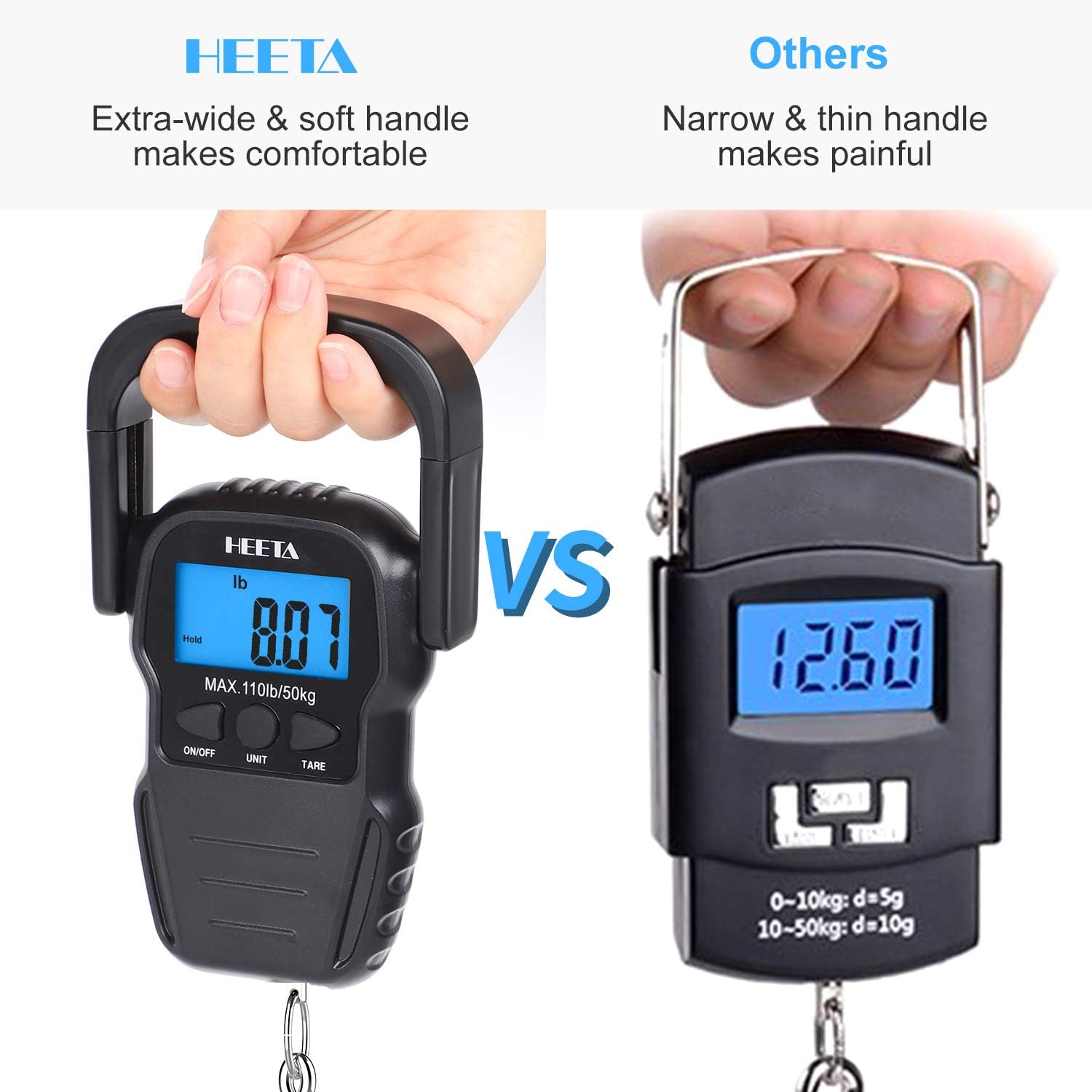 HEETA Fish Scale Digital Fishing Luggage Weight Scale with Measuring Tape