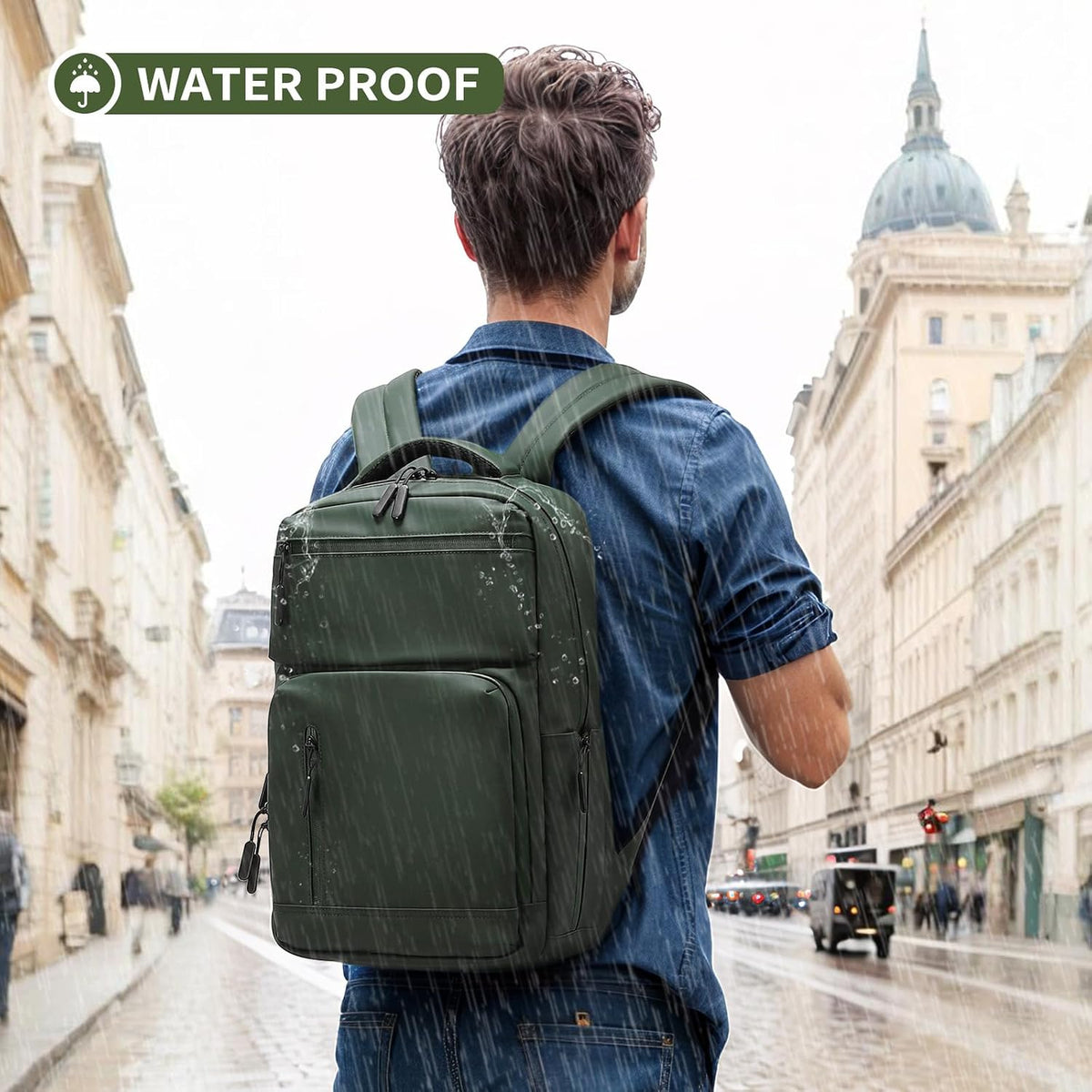 20L 15.6 Inch Laptop Backpack Anti Theft Flight Approved Green