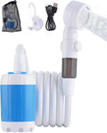 Subtoy Portable Camping Shower Pump, USB-C Rechargeable Shower Head Sprayer with 3 Modes, Pumps Water from Bucket, Shower Pump for Travel, RV, Pet Bath, Beach, and Emergency Use (+ Mesh Bag)