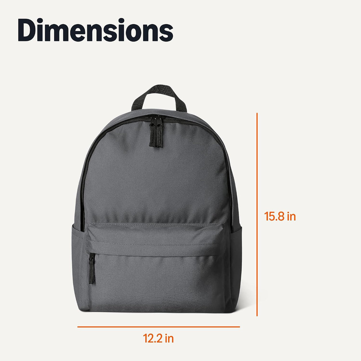 Amazon Basics Classic School Backpack with Multiple Compartments, Sturdy Construction, Adjustable Straps - Grey