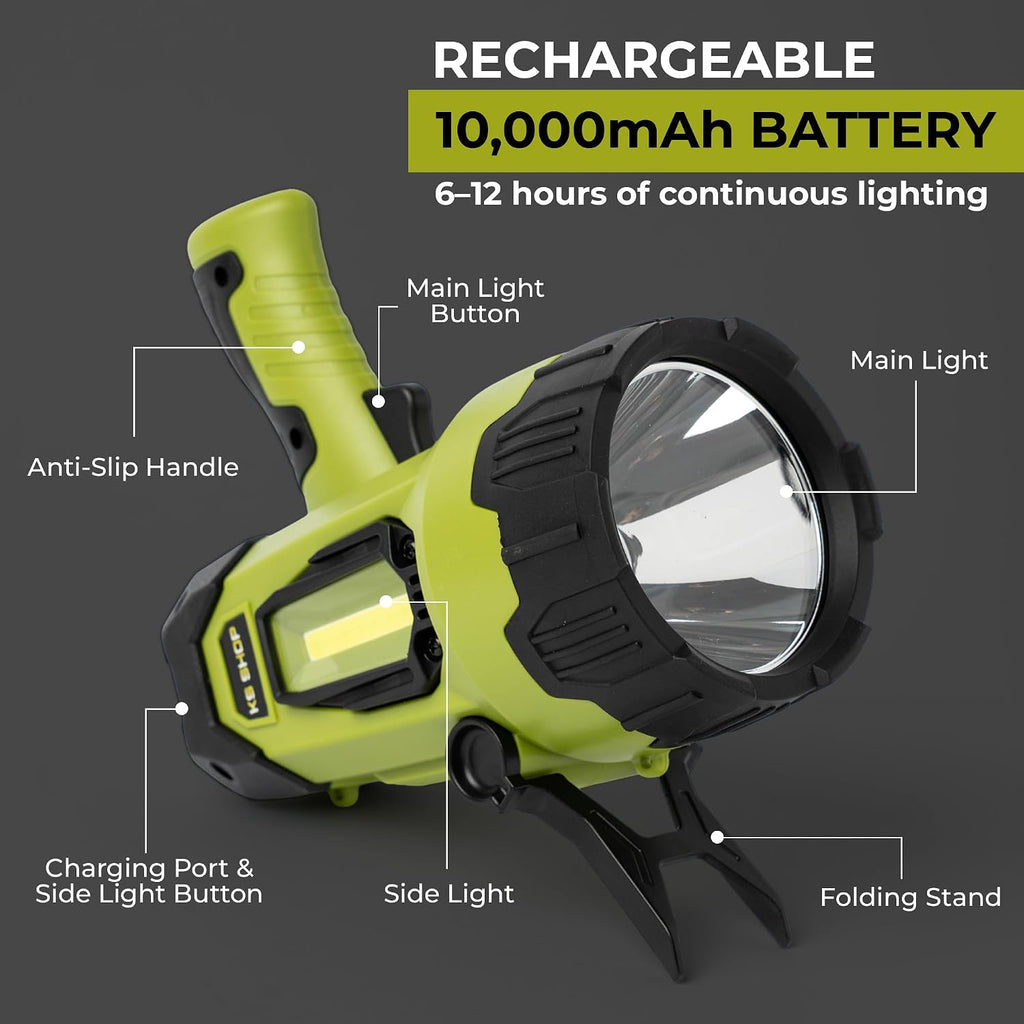 Camping Lantern Rechargeable - Led Spotlight Flashlight 200,000LM With 10,000mAh (6 To 12 Hours Of Runtime) - Usb-c Fast Charging- Outdoor Handheld Spotlight For Camping, Flash Lights For Emergency