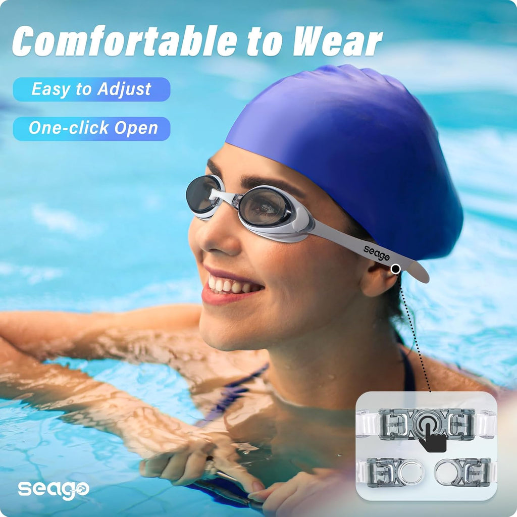 Seago Swim Goggles Adult Men Women Youth Junior 2 Pack Anti-Fog Flat Lens