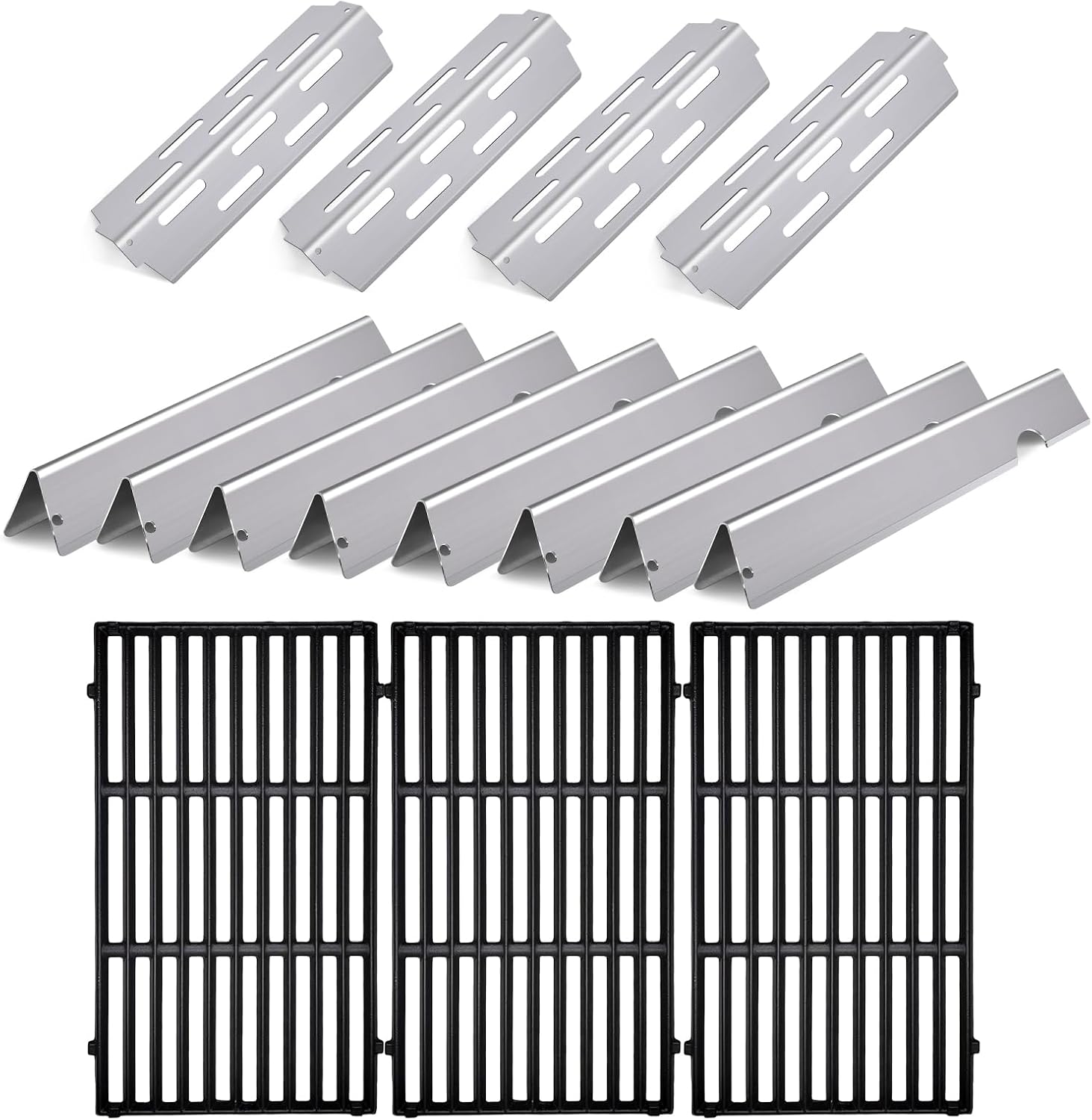 Grill Grates Flavorizer Bars Parts for Weber Genesis II E-410, S-410, Genesis II LX E-440, S-440, Weber 66089, 66097, 66041, 66033, 66796, Stainless Steel Grids Flavor Bars Heat Deflectors