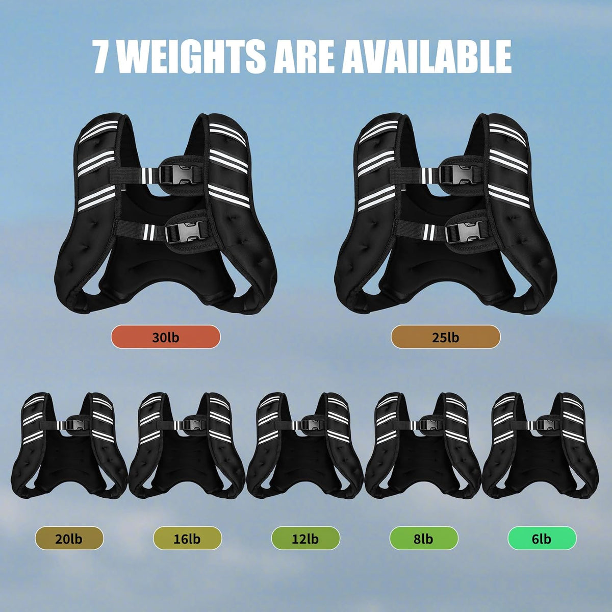 Weighted Vest for Women Men, 6lb/8lb/12lb/16lb/20lb/25lb/30lb Adjustable Weight Vest with Reflective Stripes for Workout, Strength Training, Running, Fitness, Muscle Building, Weight Loss, Rucking Vest With Phone Pouch