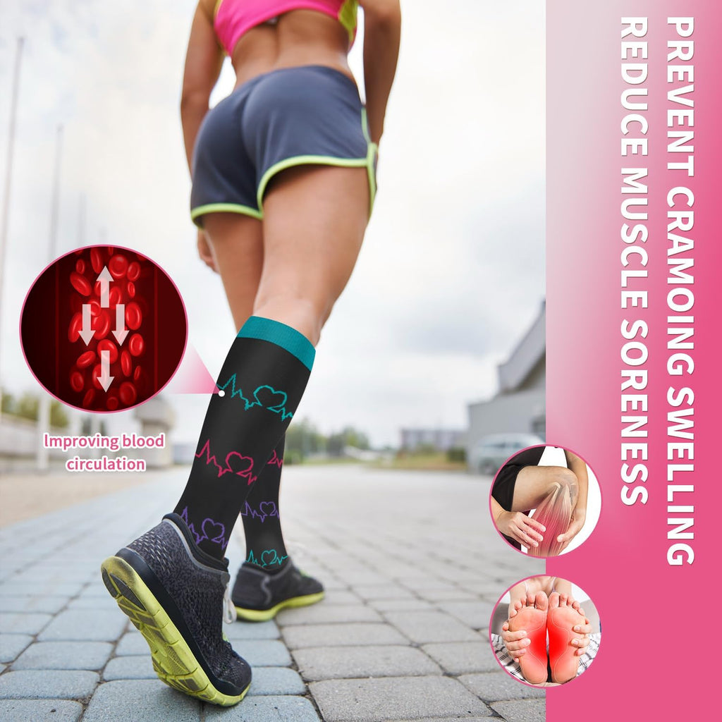 Sooverki Compression Socks for Women & Men 6 Pairs is Best Supportive Knee High Stockings for Circulation, Travel, Nurses