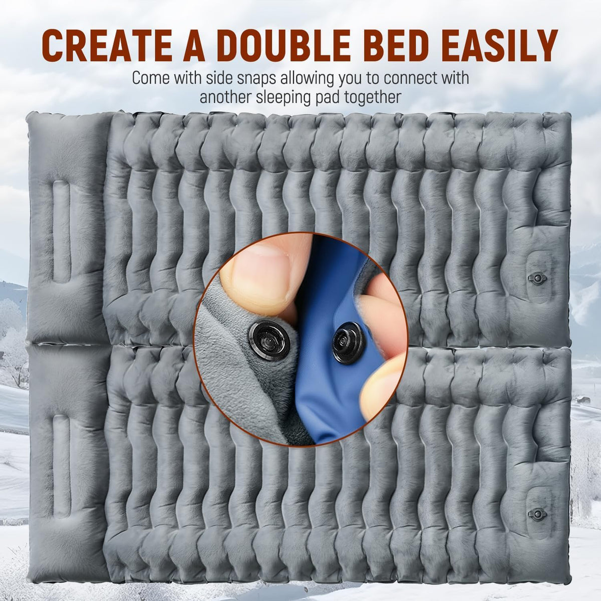 FUN PAC Camping Sleeping Pad, 9.2R-Value Ultralight Camping Mat with Pillow Built-in Foot Pump Inflatable Sleeping Pads Compact for Camping Backpacking Hiking Traveling-Lined Version Grey