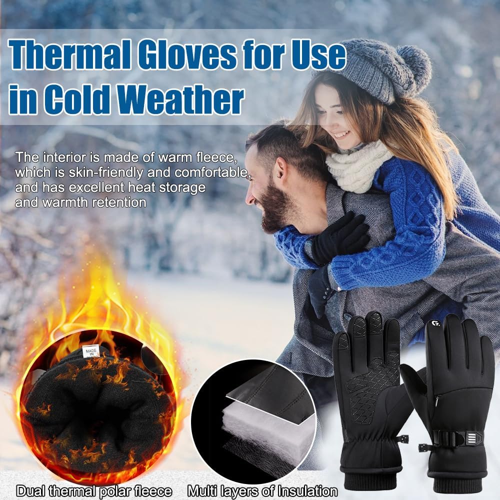 Winter Gloves for Men Women, Cold Weather Gloves for Skiing Snow Glove, Thermal Waterproof Gloves Windproof Warm Gloves for Outdoor Running,Cycling,Hiking, Driving, Freezer Work