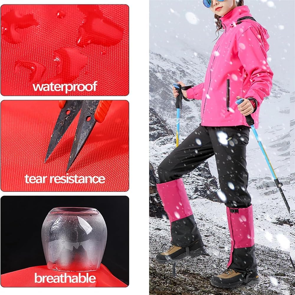 Hiking Gaiters Waterproof for Boots,900D Hunting Gaiters,Adjustable Snow Boot Gaiters for Climbing, Dirt-Proof Ripstop Shoe Gaiters for Men Women