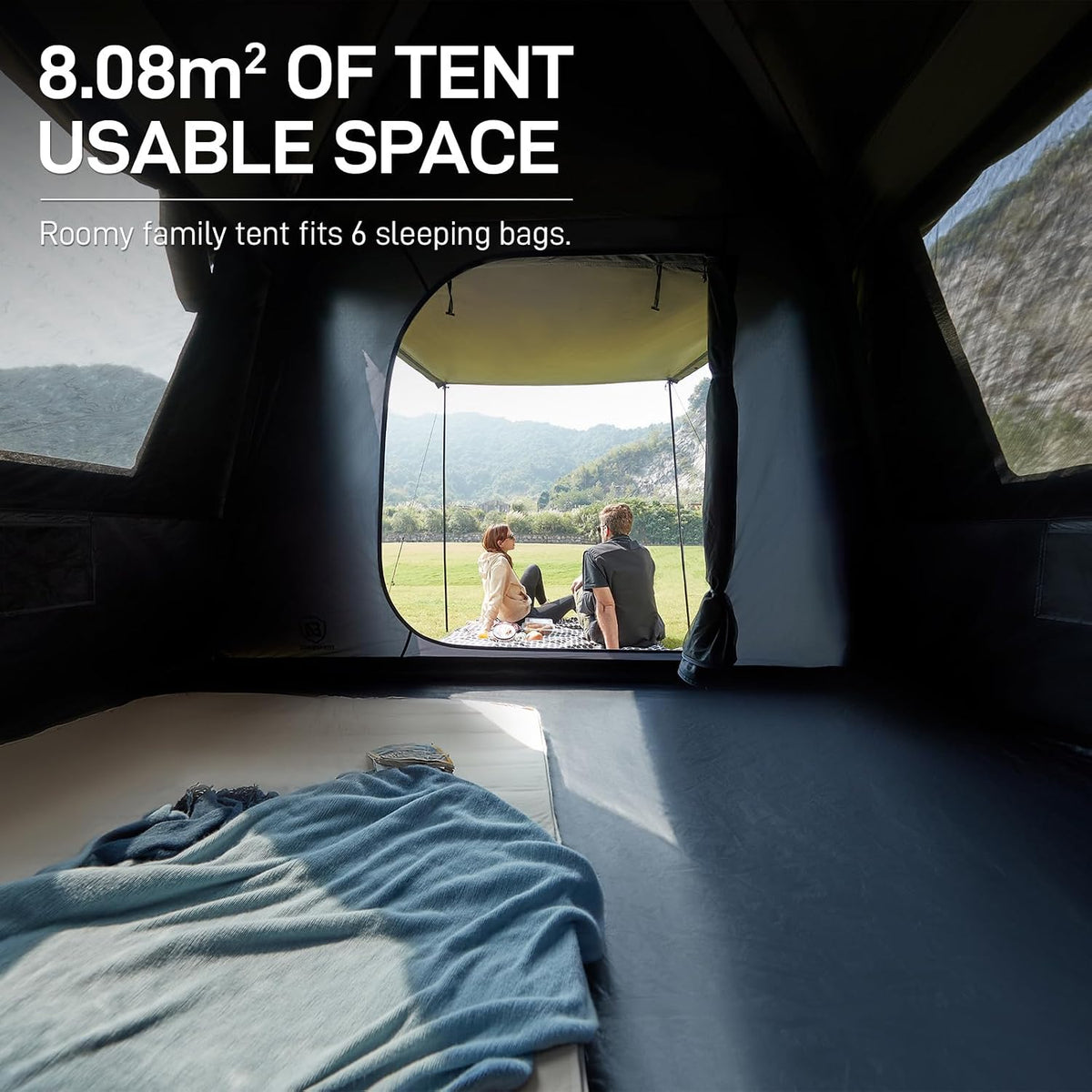 EVER ADVANCED Blackout 6 Person Camping Tent, Instant Cabin Tent for Family with Vestibule and Large Mesh Windows, 60s Easy Setup, Double Layer, Water-Resistant