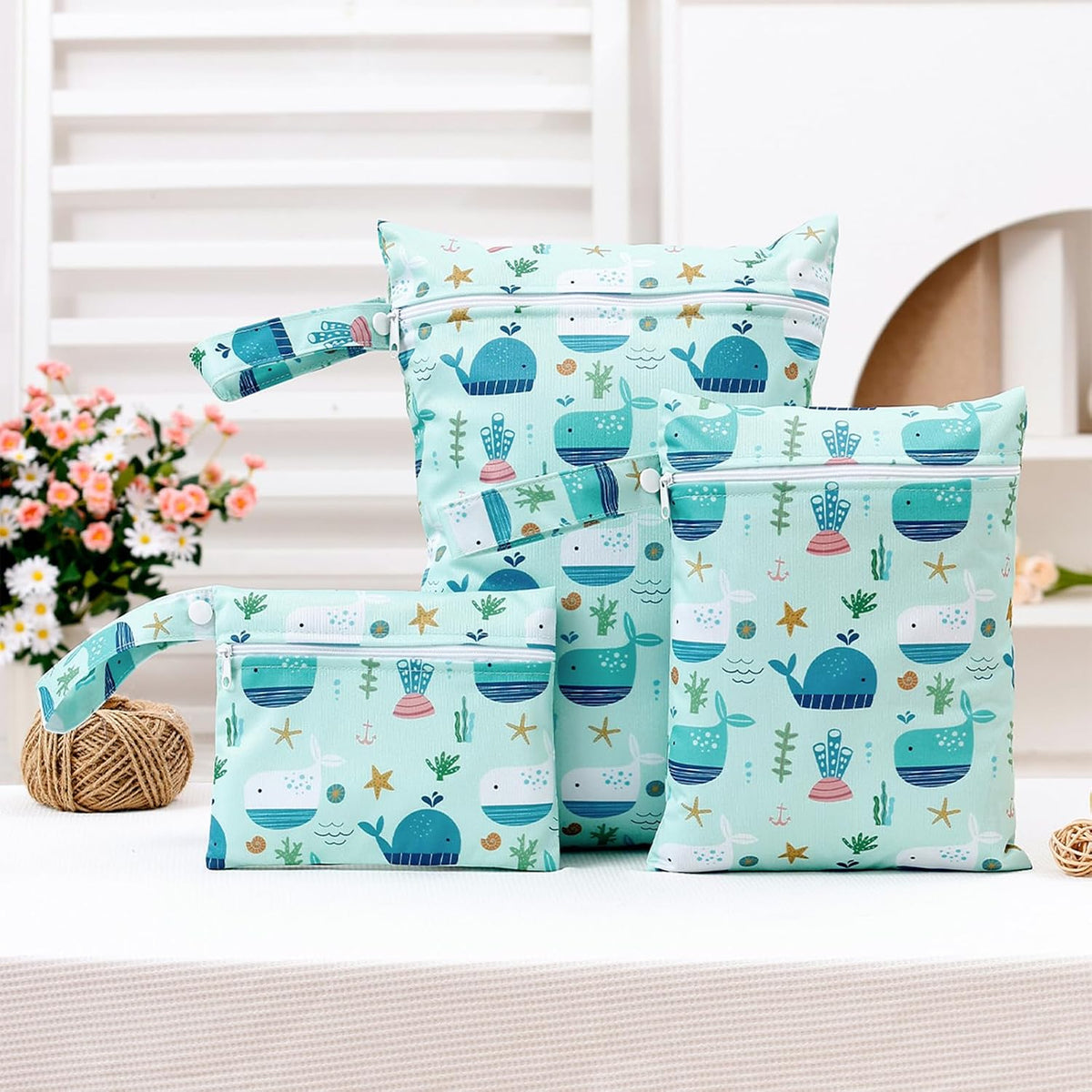 Happy Flute 3 Set Wet Bag Storage Bag Zipper Waterproof Washable