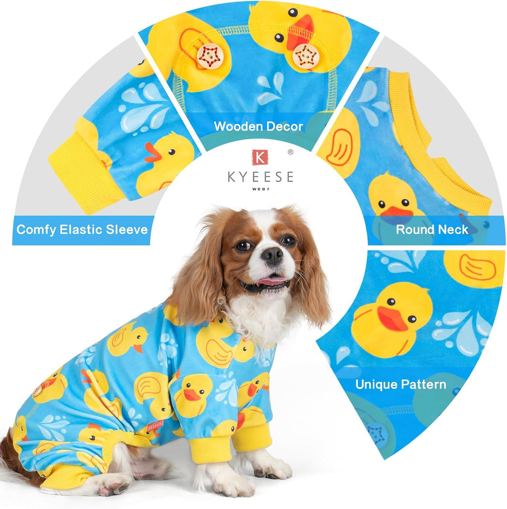 KYEESE Velvet Dog Pajamas for Small Dogs Soft Onesie Shirt, Rubber Duck